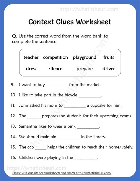 27 Sept 2016. . Context clues worksheets with answers grade 7 pdf